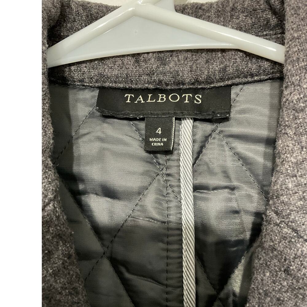 Talbots Merino Wool Two Tone Gray Jacket Womens Sz 4 Small Button Front Pockets - Picture 5 of 6